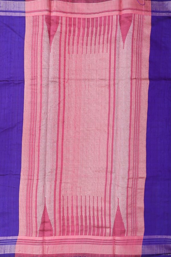 Jute Saree In Royal Blue With Zari Buttas