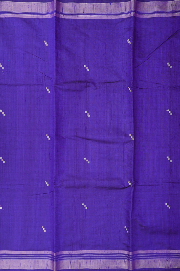 Jute Saree In Royal Blue With Zari Buttas