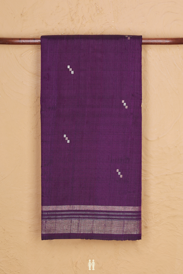 Jute Saree In Deep Purple With Zari Buttas