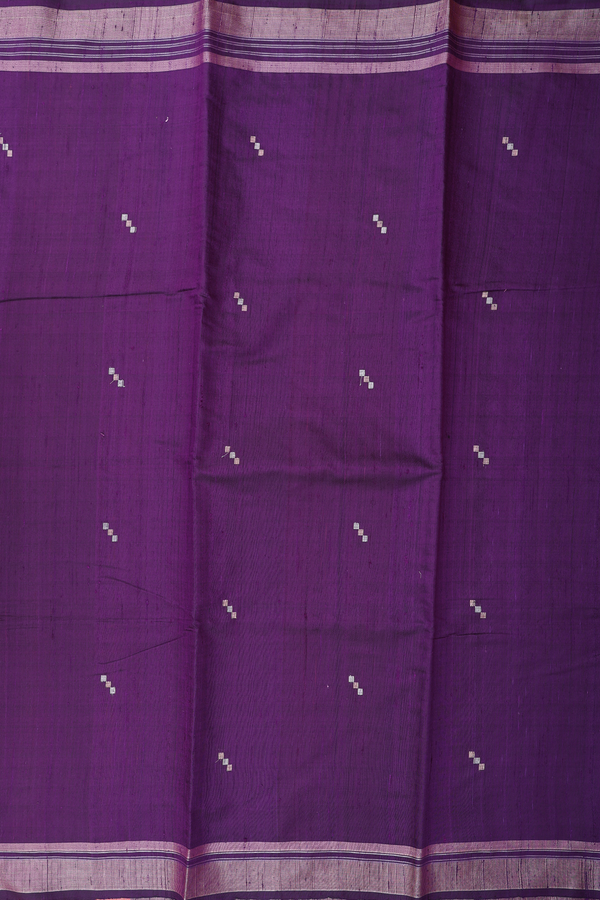 Jute Saree In Deep Purple With Zari Buttas