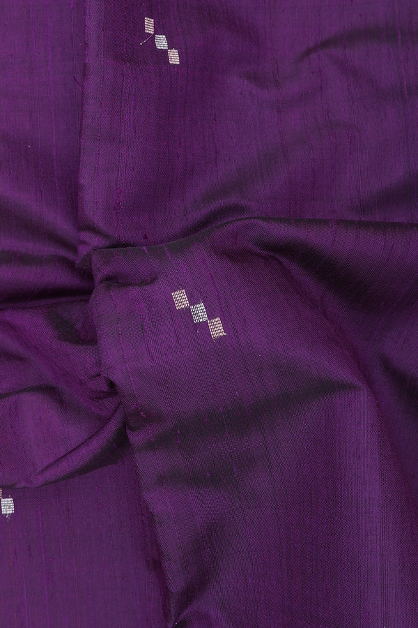 Jute Saree In Deep Purple With Zari Buttas