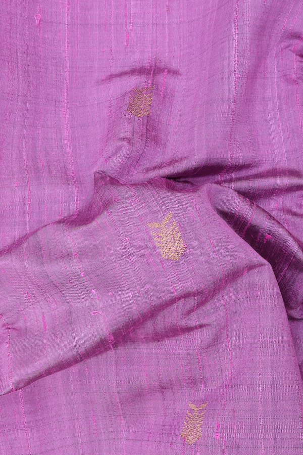 Jute Saree In Dusty Lavender With Fish Buttas