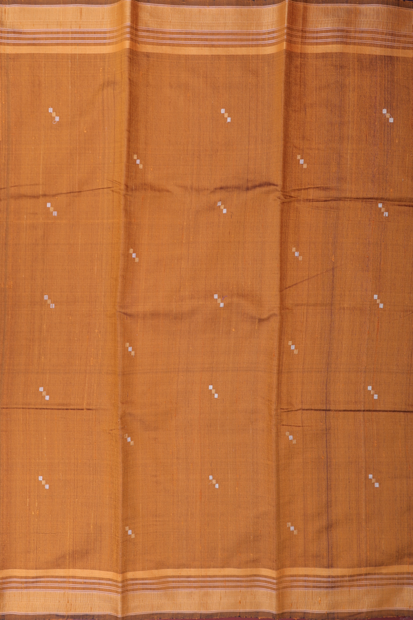 Jute Saree In Brown With Zari Buttas
