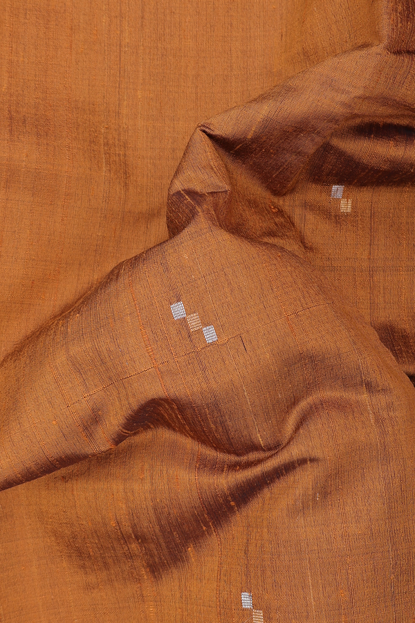 Jute Saree In Brown With Zari Buttas