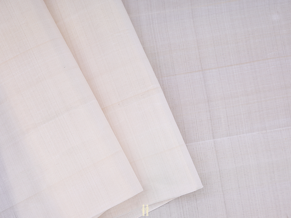 Plain Cream Color Tissue Kanchipuram Silk Blouse Material