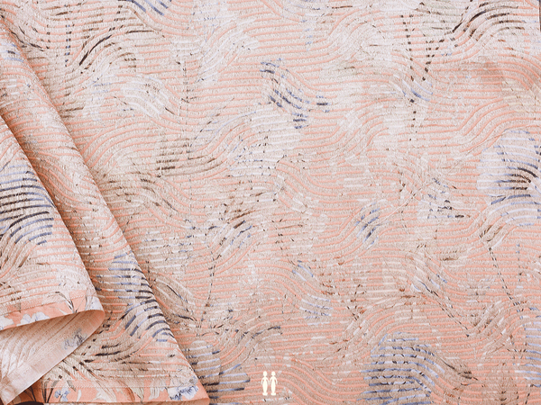 Allover Design Blush Orange Tussar Silk Blouse Material