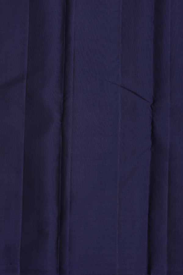 Kanchipuram Silk Saree In Navy Blue With Paisley Buttas
