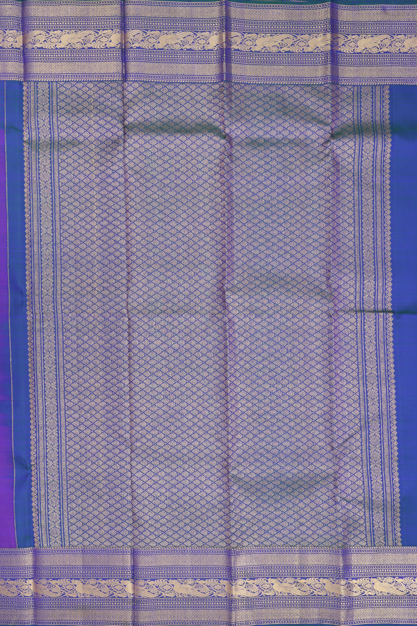 kanchipuram Silk Saree In Dual Tone With Stripes Design