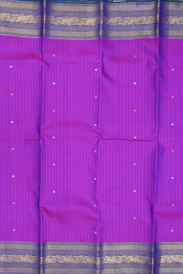 kanchipuram Silk Saree In Dual Tone With Stripes Design