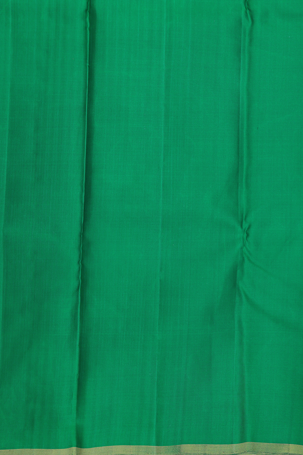 Kanchipuram Silk Saree In Green Along Stripes With Motifs