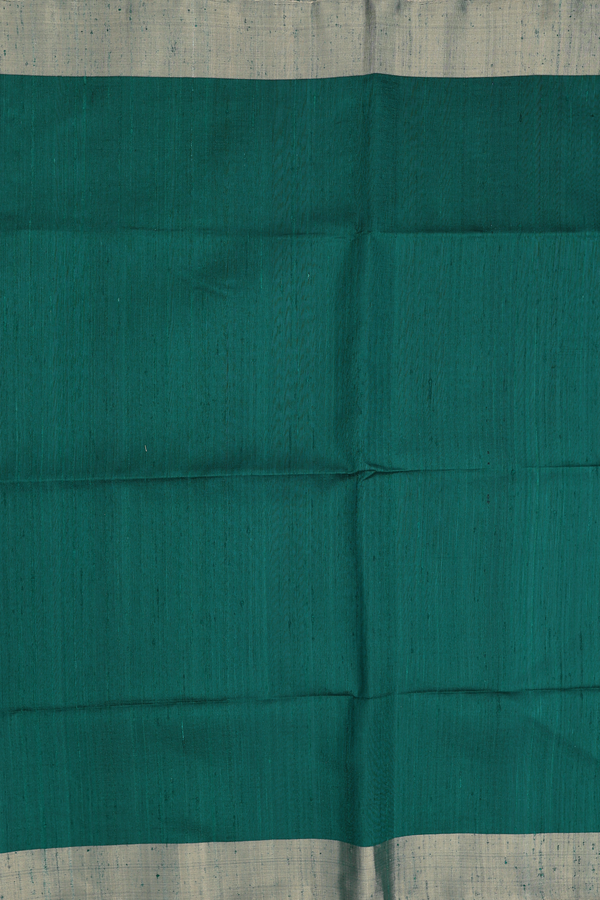 Raw Silk Saree In Forest Green With Bavanchi Border