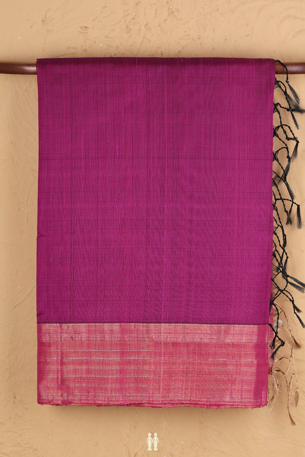 Raw Silk Saree In Purple Rose With Bavanchi Border