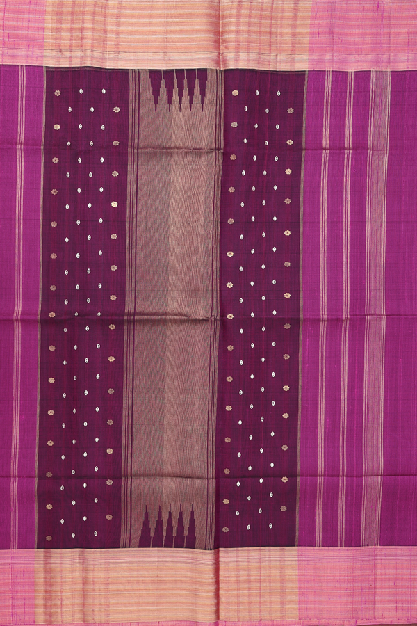 Raw Silk Saree In Purple Rose With Bavanchi Border