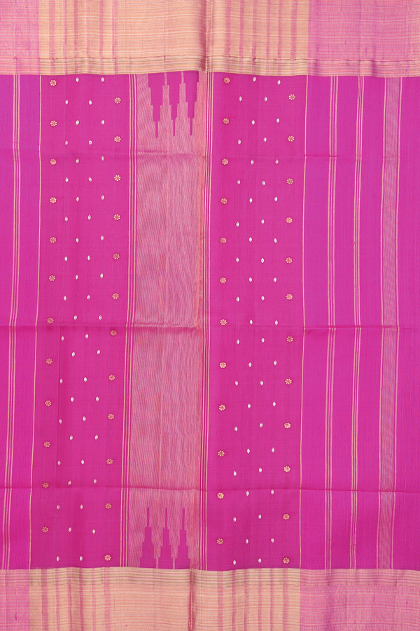 Raw Silk Saree In Dark Pink With Bavanchi Border