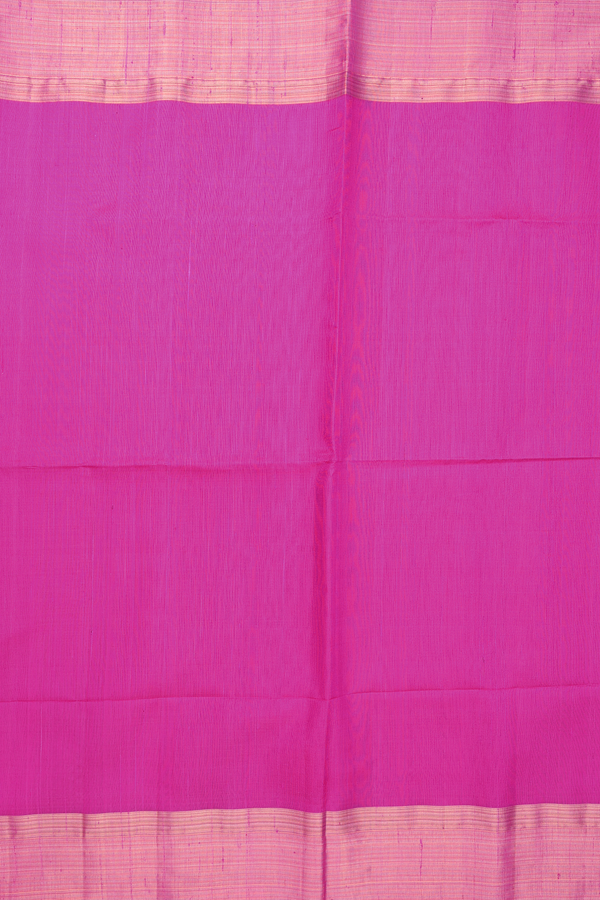 Raw Silk Saree In Dark Pink With Bavanchi Border
