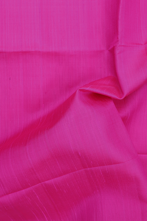 Raw Silk Saree In Dark Pink With Bavanchi Border
