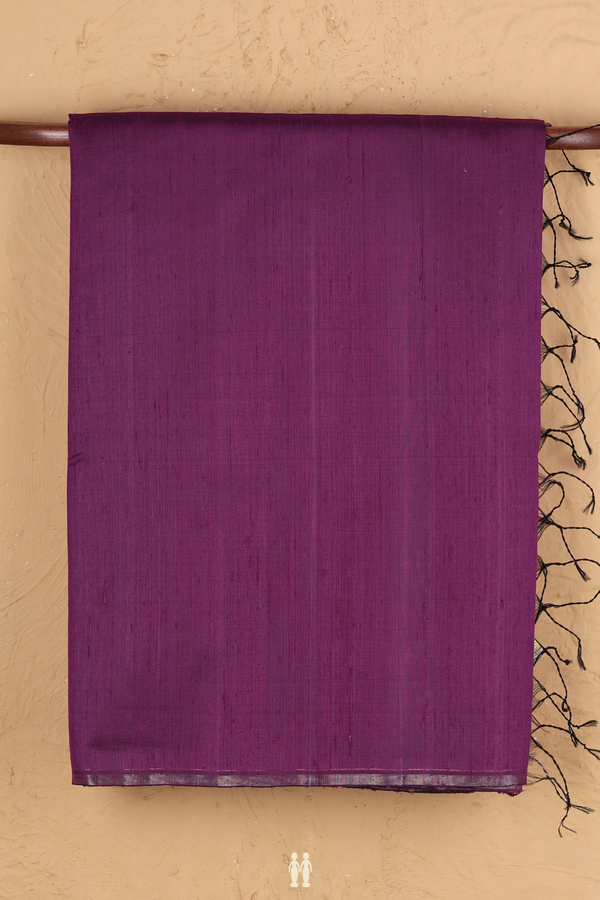 Raw Silk Saree In Grape Purple With Zari Pallu