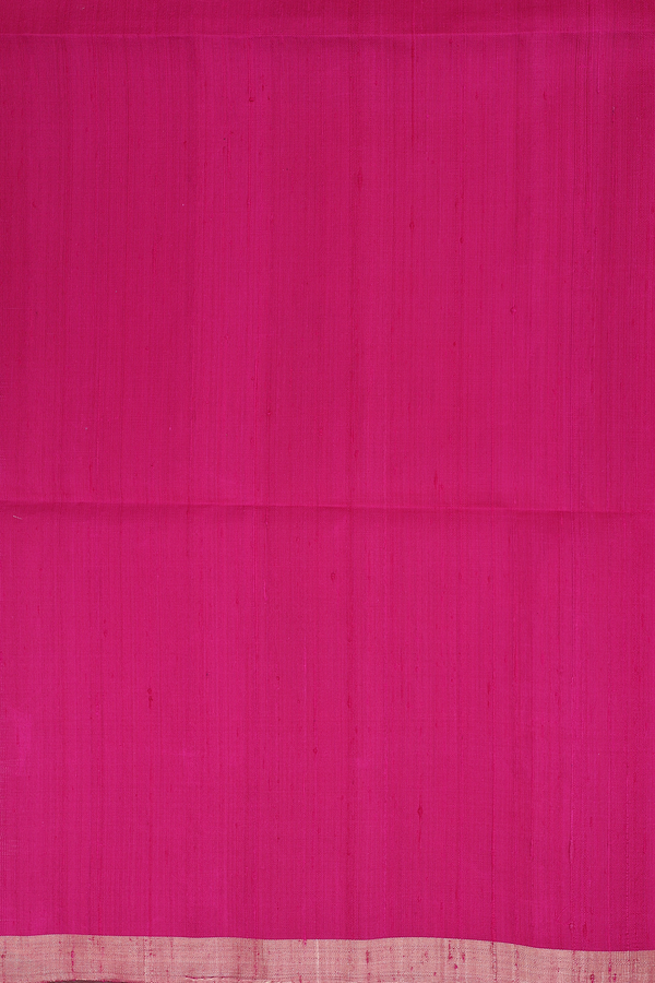Raw Silk Saree In Dark Pink With Floral Motifs
