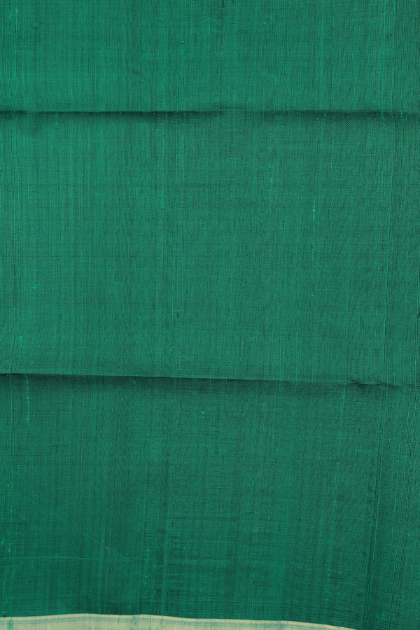 Raw Silk Saree In Emerald Green With Floral Motifs