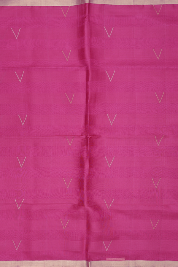 Soft Silk Organza Saree In Magenta With Zari Buttas