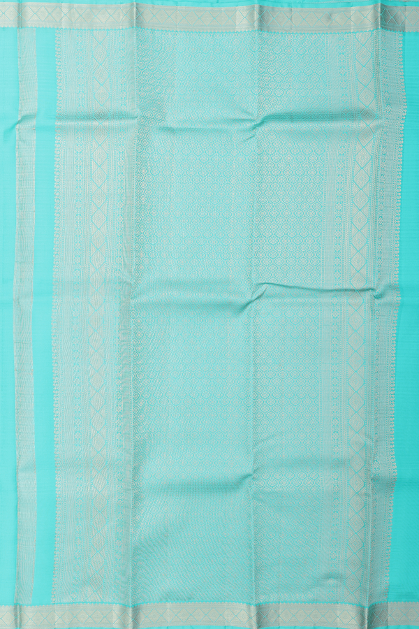 Kanchipuram Silk Saree In Light Blue With Diamond Buttas