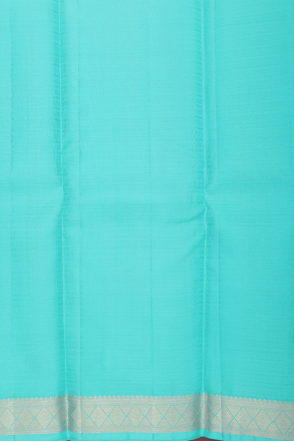 Kanchipuram Silk Saree In Light Blue With Diamond Buttas