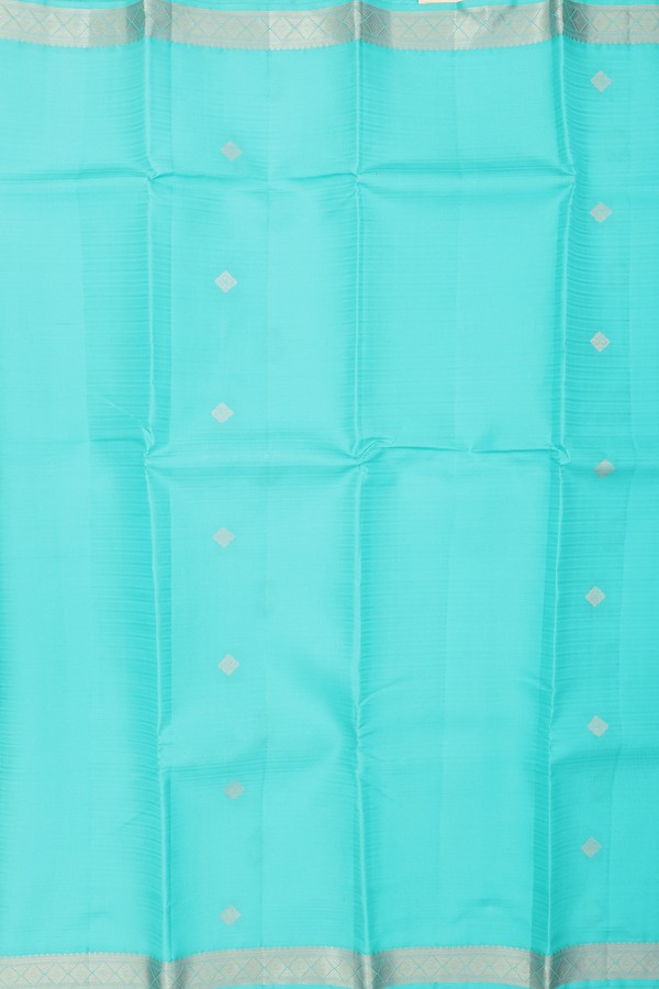 Kanchipuram Silk Saree In Light Blue With Diamond Buttas