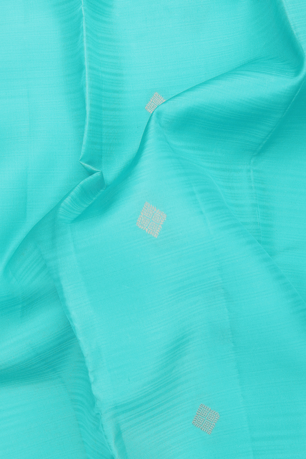 Kanchipuram Silk Saree In Light Blue With Diamond Buttas