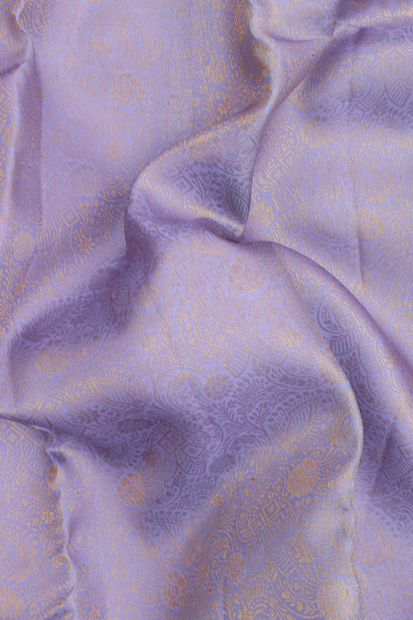 Kanchipuram Silk Saree In Pastel Purple With Floral Design