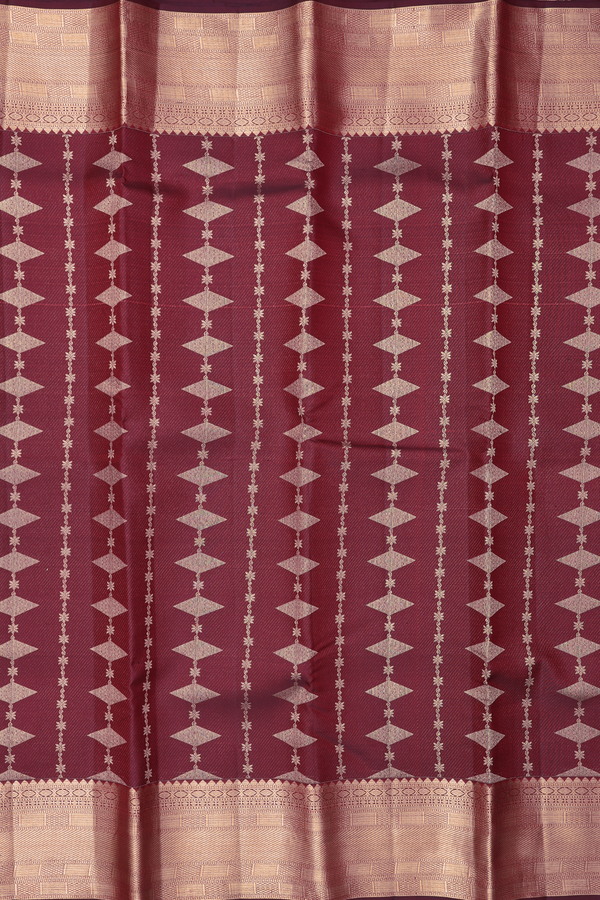 Kanchipuram Silk Saree In Brown With Zari Design
