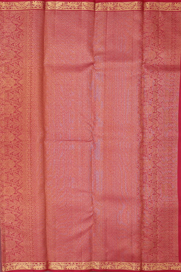 Kanchipuram Silk Saree In Burgundy Red With Stripes Design