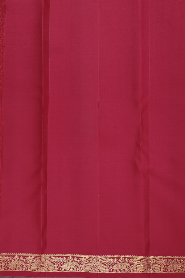 Kanchipuram Silk Saree In Burgundy Red With Stripes Design