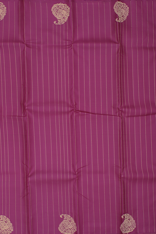 Kanchipuram Silk Saree In Berry Purple With Stripes Design