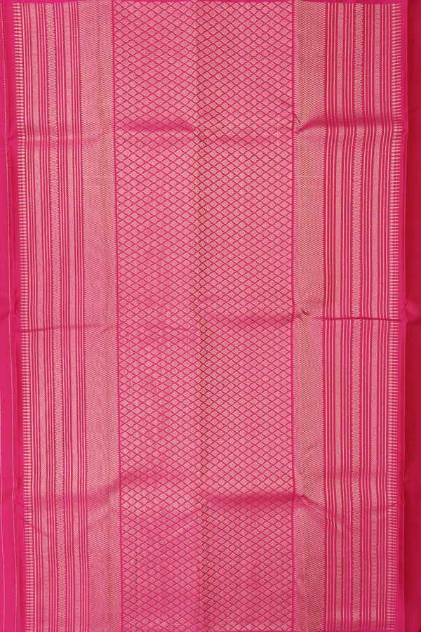 Kanchipuram Silk Saree In Dark Pink With Stripes Design