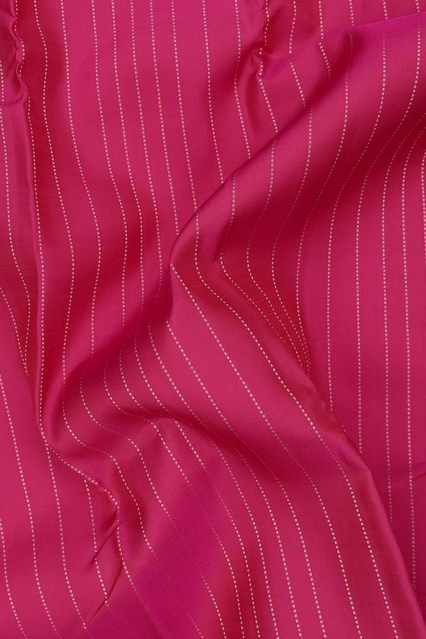 Kanchipuram Silk Saree In Dark Pink With Stripes Design