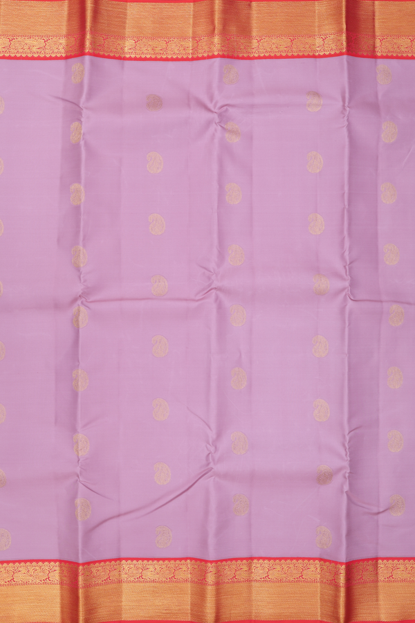 Kanchipuram Silk Saree In Pastel Purple With Paisley Buttas