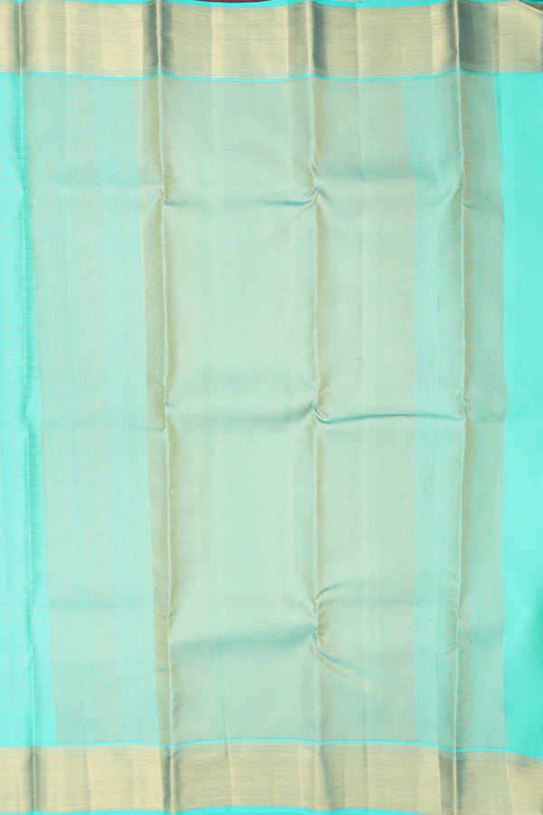 Kanchipuram Silk Saree In Tiffany Blue With Checks Design