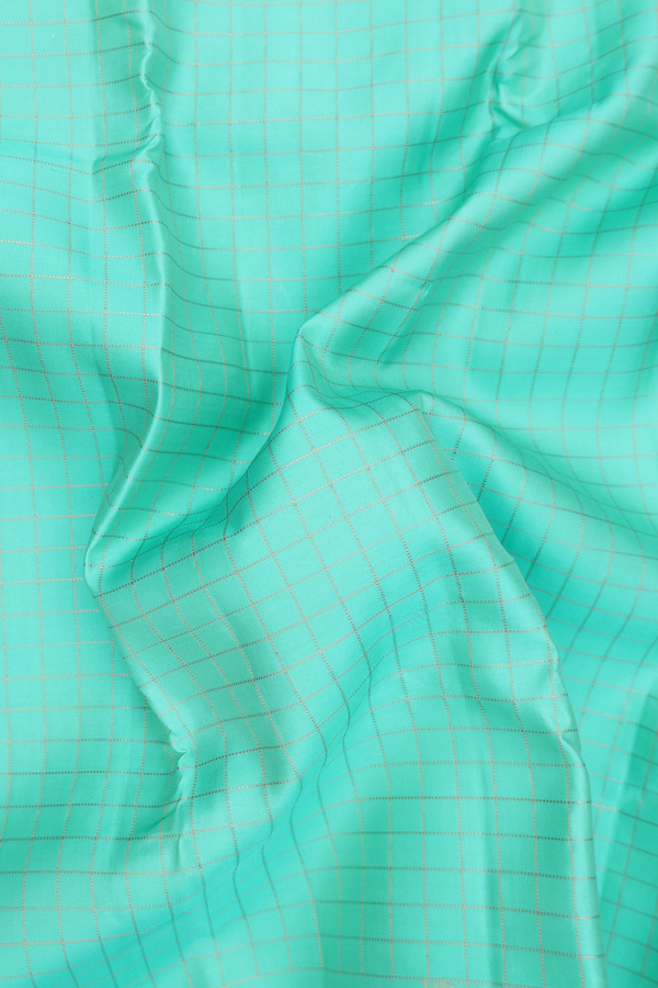 Kanchipuram Silk Saree In Tiffany Blue With Checks Design