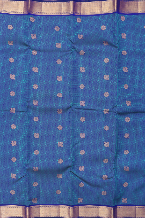Kanchipuram Silk Saree In Royal Blue With Jacquard Pattern