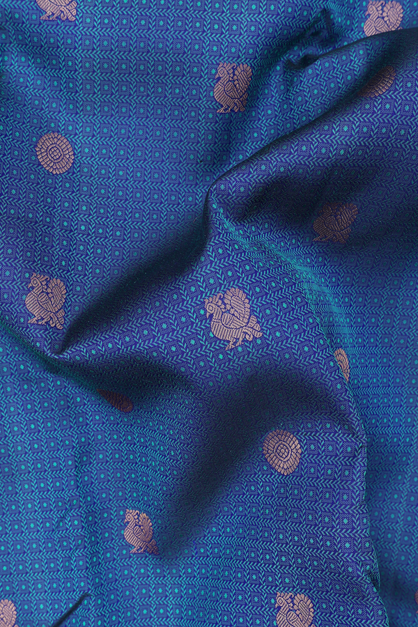 Kanchipuram Silk Saree In Royal Blue With Jacquard Pattern