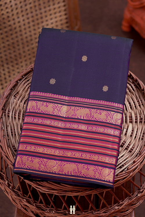 Kanchipuram Silk Saree In Dual Tone With Floral Buttas