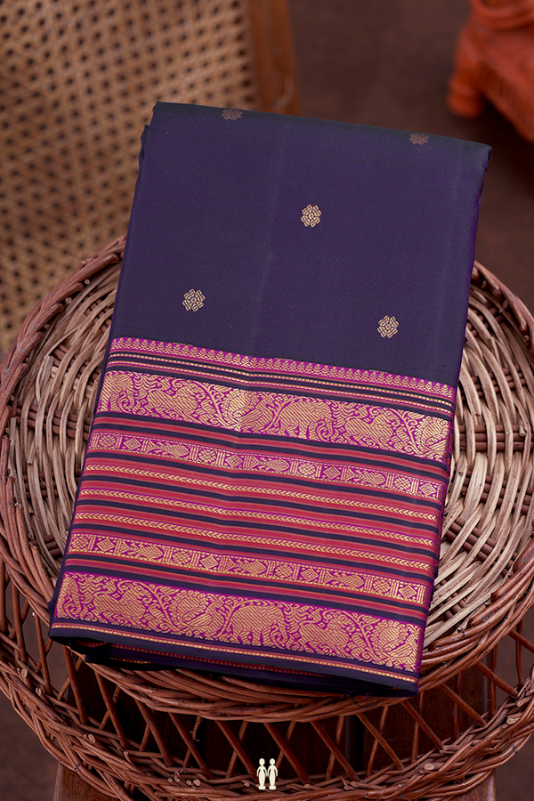Kanchipuram Silk Saree In Dual Tone With Floral Buttas