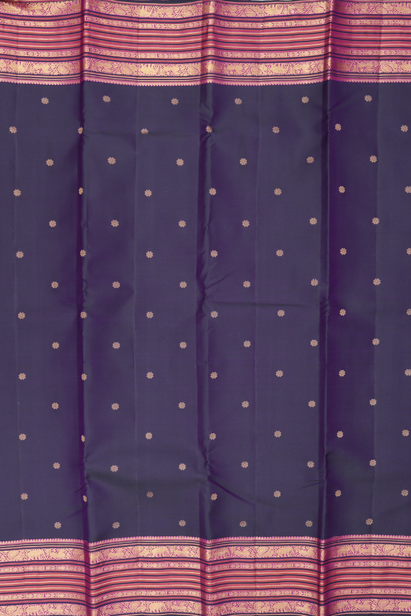 Kanchipuram Silk Saree In Dual Tone With Floral Buttas