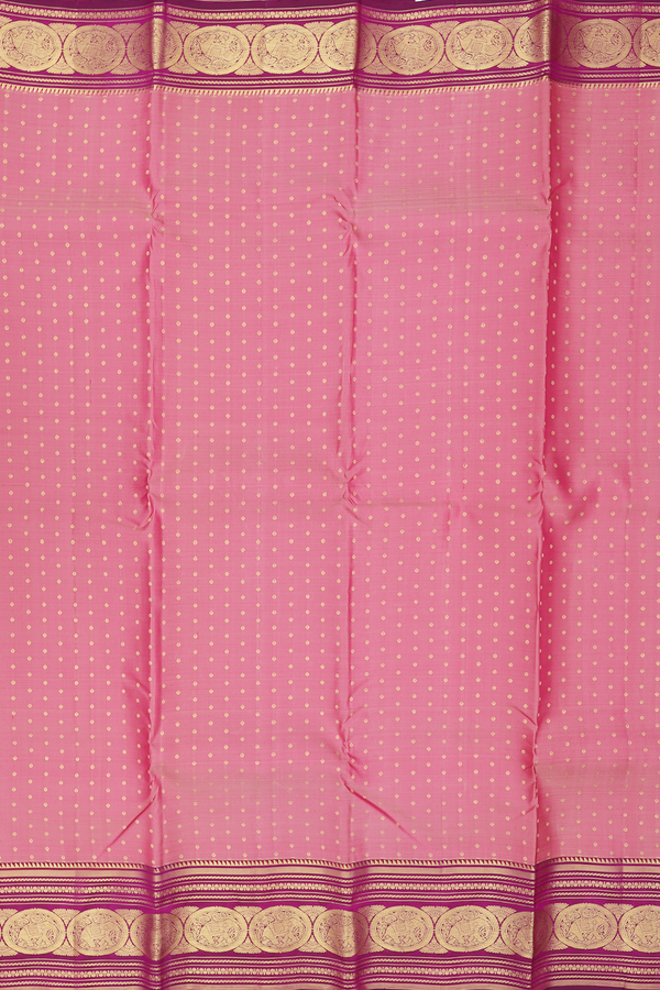 Kanchipuram Silk Saree In Dusty Pink With Zari Buttis