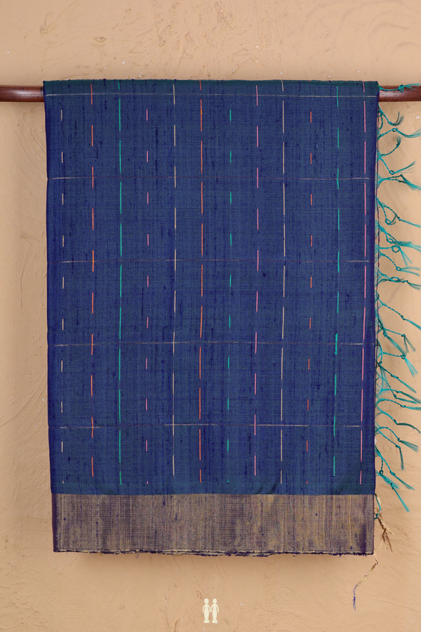 Raw Silk Saree In Dual Tone With Stripes Design