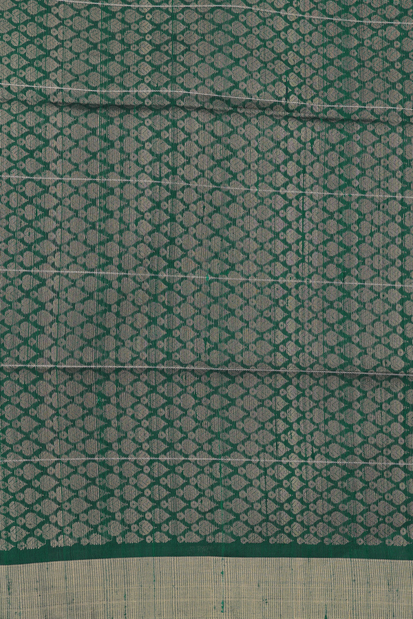 Raw Silk Saree In Forest Green With Stripes Design
