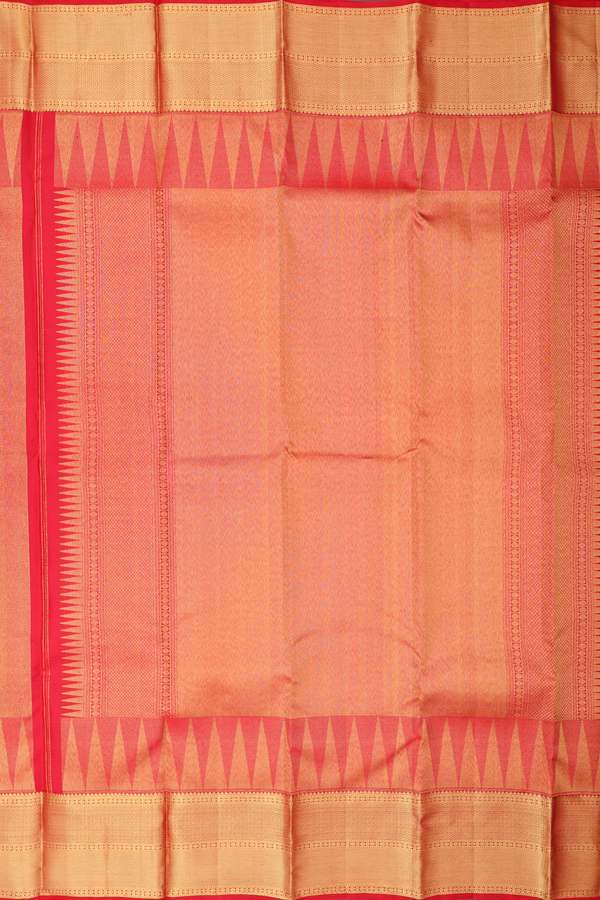 Kanchipuram Silk Saree In Scarlet Red With Brocade Design
