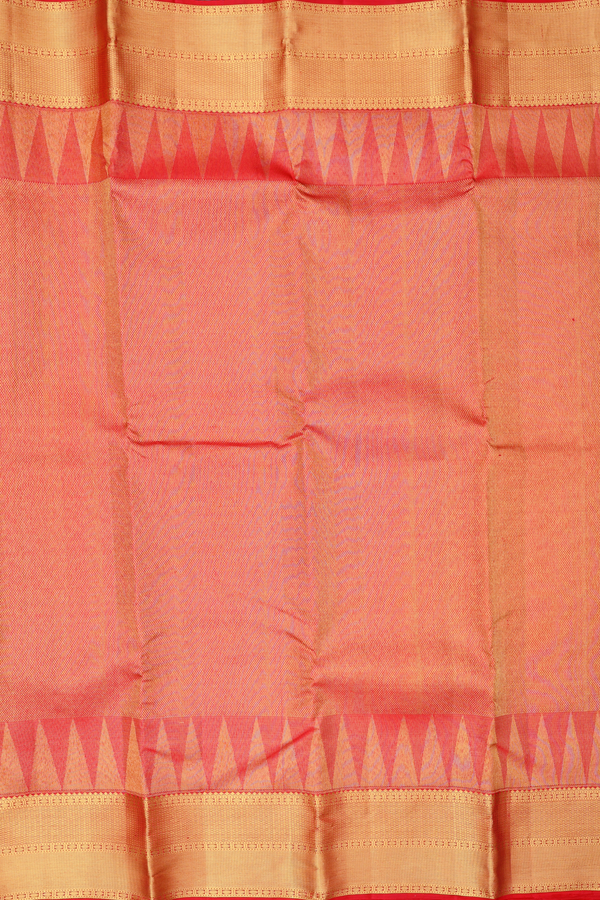 Kanchipuram Silk Saree In Scarlet Red With Brocade Design