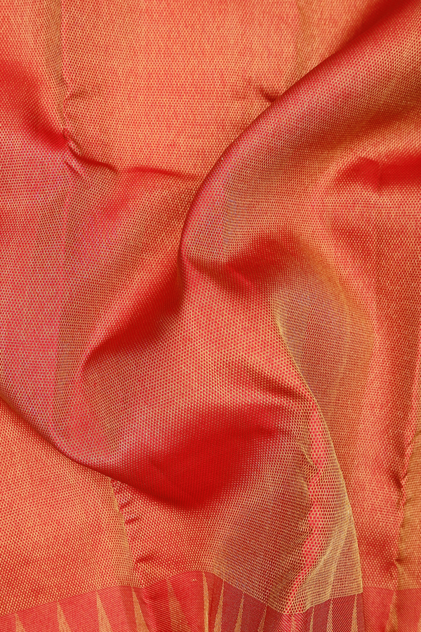 Kanchipuram Silk Saree In Scarlet Red With Brocade Design