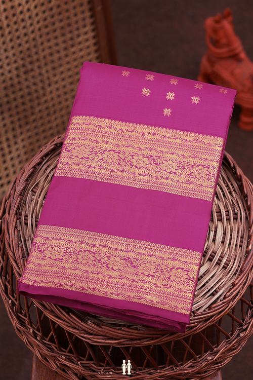 Kanchipuram Silk Saree In Purple Rose With Floral Buttas